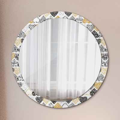 Bedrukte ronde spiegel Doodle harten