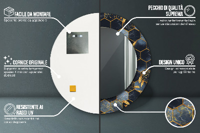 Ronde spiegel met decoratie Zeshoekig marmer