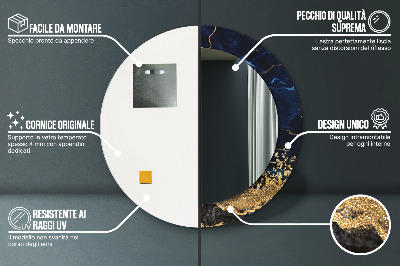 Bedrukte ronde spiegel Blauwe marmer