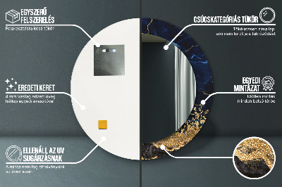 Bedrukte ronde spiegel Blauwe marmer