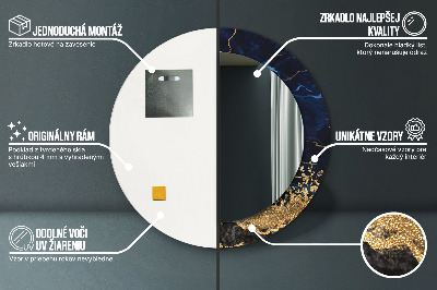 Bedrukte ronde spiegel Blauwe marmer