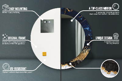 Bedrukte ronde spiegel Blauwe marmer