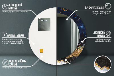 Bedrukte ronde spiegel Blauwe marmer