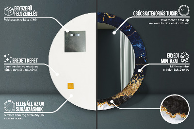 Bedrukte ronde spiegel Blauwe marmer