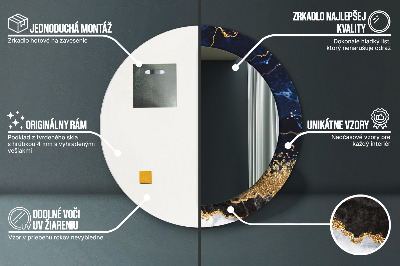 Bedrukte ronde spiegel Blauwe marmer