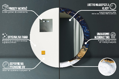 Bedrukte ronde spiegel Blauwe marmer