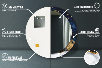 Bedrukte ronde spiegel Blauwe marmer