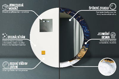 Bedrukte ronde spiegel Blauwe marmer