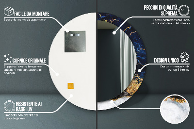 Bedrukte ronde spiegel Blauwe marmer