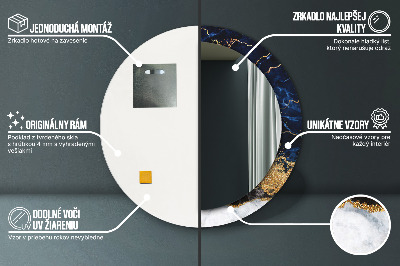 Bedrukte ronde spiegel Blauwe marmer