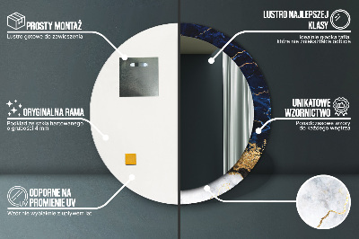 Bedrukte ronde spiegel Blauwe marmer