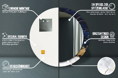 Bedrukte ronde spiegel Blauwe marmer