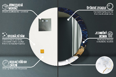 Bedrukte ronde spiegel Blauwe marmer