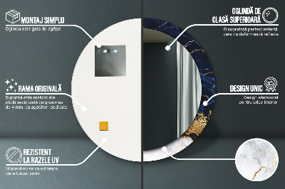 Bedrukte ronde spiegel Blauwe marmer