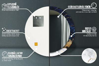 Bedrukte ronde spiegel Blauwe marmer