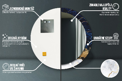 Bedrukte ronde spiegel Blauwe marmer