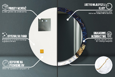 Bedrukte ronde spiegel Blauwe marmer