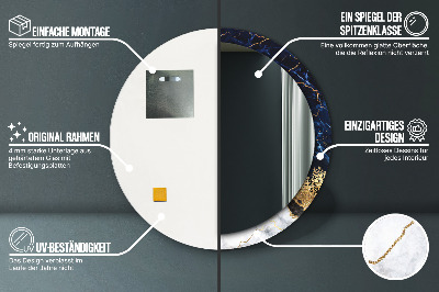 Bedrukte ronde spiegel Blauwe marmer