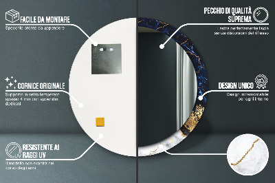 Bedrukte ronde spiegel Blauwe marmer