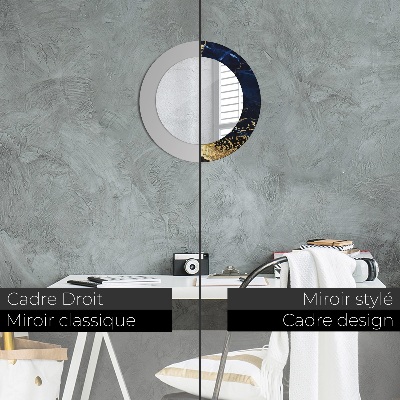 Bedrukte ronde spiegel Blauwe marmer