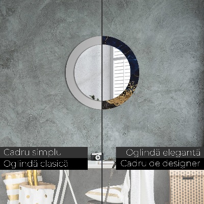 Bedrukte ronde spiegel Blauwe marmer