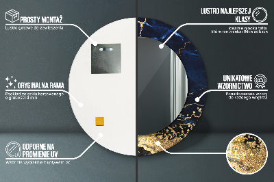 Bedrukte ronde spiegel Blauwe marmer