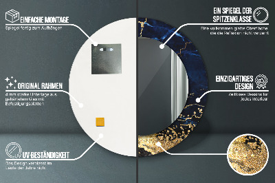 Bedrukte ronde spiegel Blauwe marmer