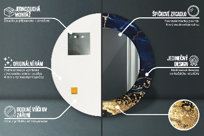 Bedrukte ronde spiegel Blauwe marmer