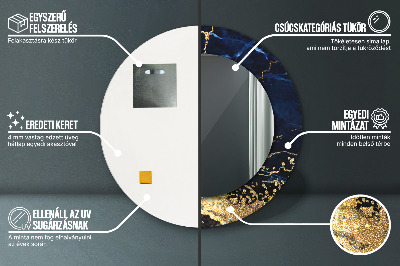 Bedrukte ronde spiegel Blauwe marmer