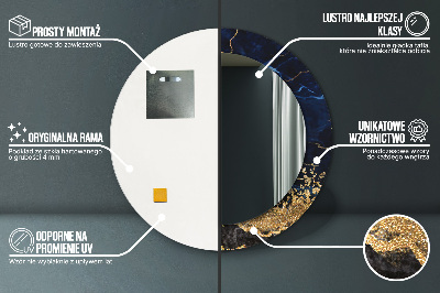 Bedrukte ronde spiegel Blauwe marmer