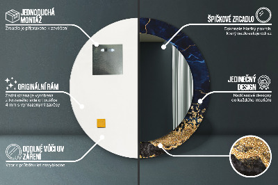 Bedrukte ronde spiegel Blauwe marmer