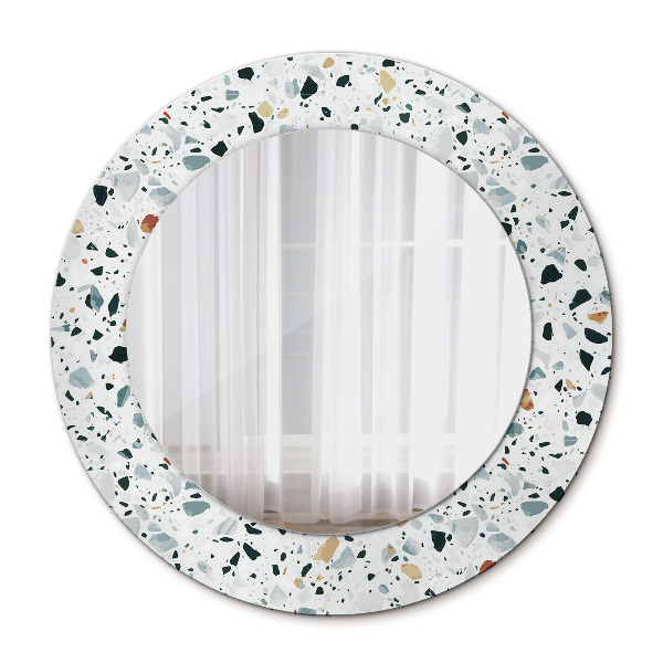 Ronde spiegel met decoratie Natuursteen