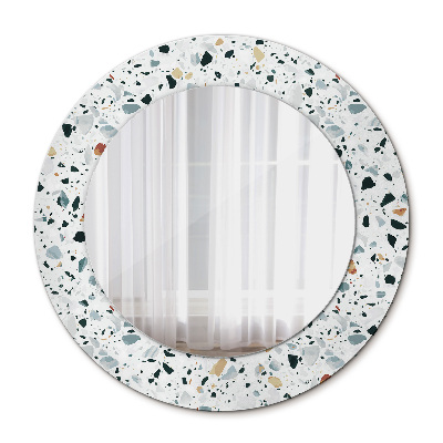 Ronde spiegel met decoratie Natuursteen