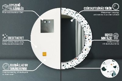 Ronde spiegel met decoratie Natuursteen