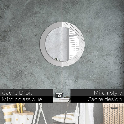 Ronde spiegel met decoratie Visgraat