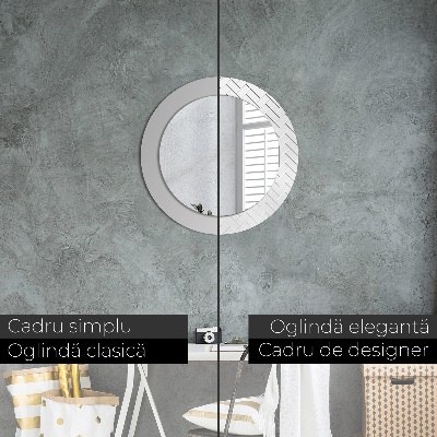 Ronde spiegel met decoratie Visgraat