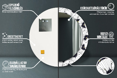 Ronde spiegel met decoratie Lineair bloemstuk