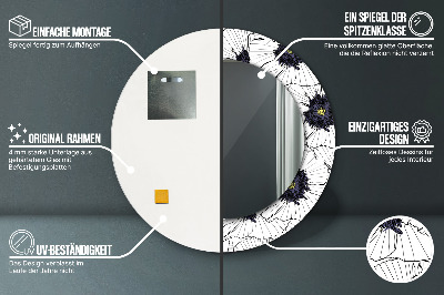 Ronde spiegel met decoratie Lineair bloemstuk