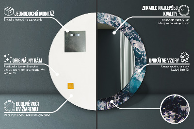 Ronde spiegel met decoratie Stormachtige zee