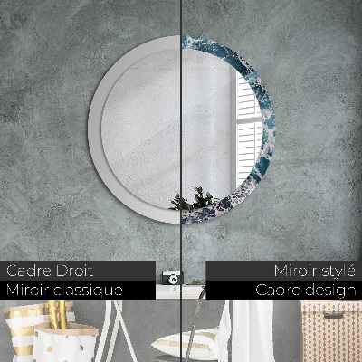 Ronde spiegel met decoratie Stormachtige zee
