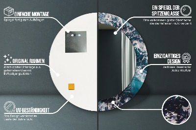 Ronde spiegel met decoratie Stormachtige zee