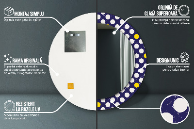 Bedrukte ronde spiegel Retro stippen