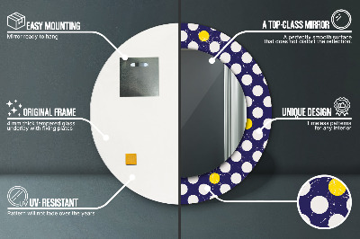 Bedrukte ronde spiegel Retro stippen