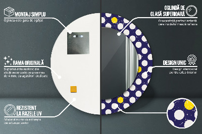 Bedrukte ronde spiegel Retro stippen