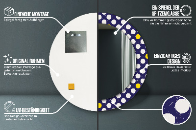 Bedrukte ronde spiegel Retro stippen
