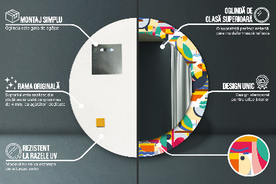 Ronde spiegel met decoratie Geometrische tropische vogels