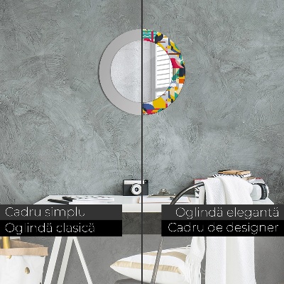 Ronde spiegel met decoratie Geometrische tropische vogels