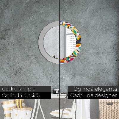 Ronde spiegel met decoratie Geometrische tropische vogels