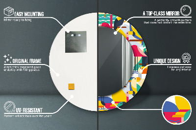 Ronde spiegel met decoratie Geometrische tropische vogels