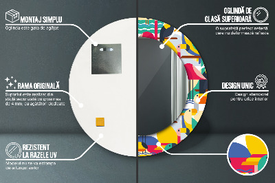 Ronde spiegel met decoratie Geometrische tropische vogels